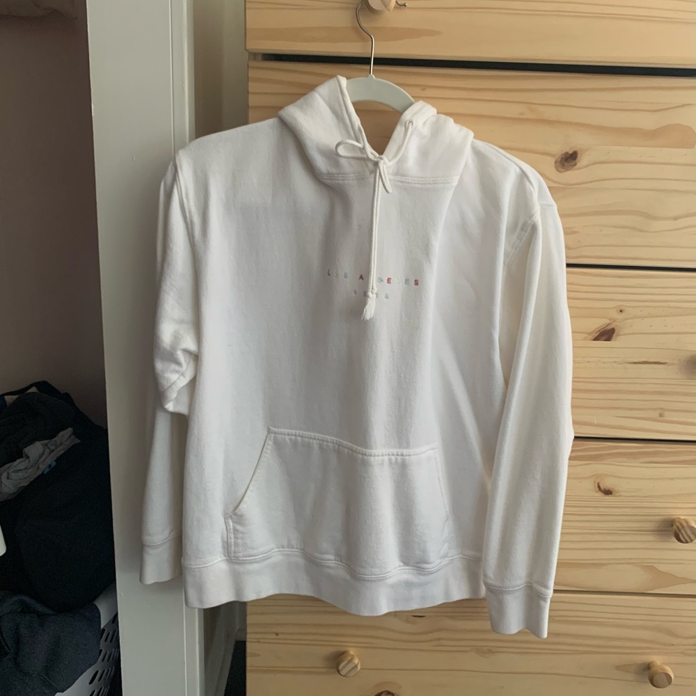 White brandy Melville hoodie Los Angeles pastel